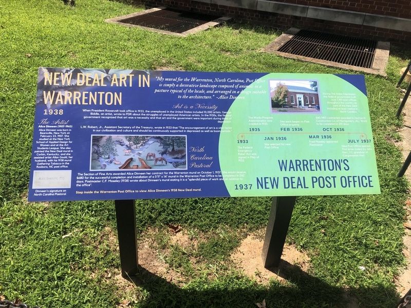 New Deal Art in Warrenton Marker. Click for full size. New Deal Art in Warrenton Marker image. Click for full size.