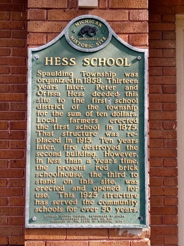 Hess School Marker image. Click for full size.