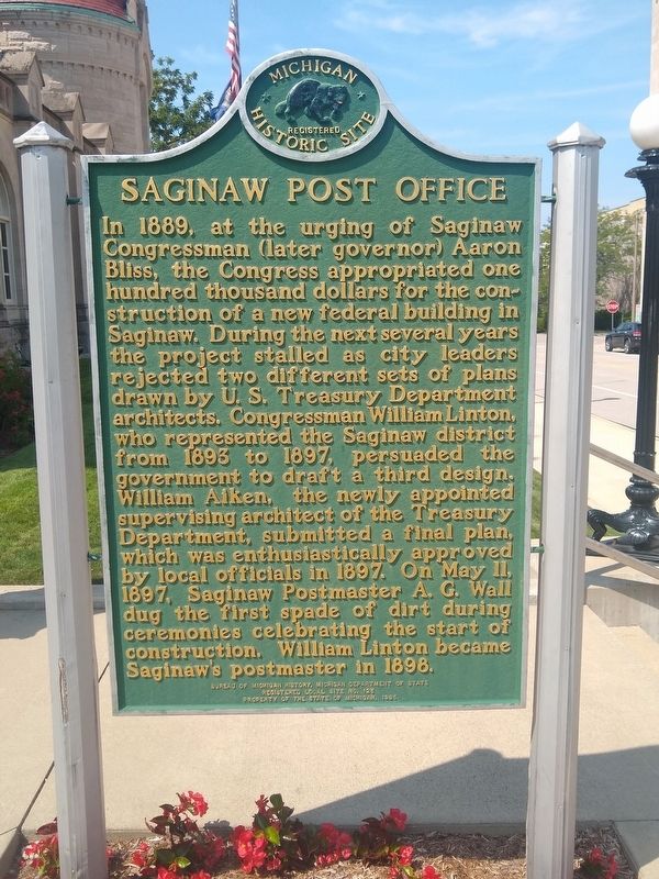 Saginaw Post Office Marker Side 1. Click for full size. Saginaw Post Office Marker Side 1 image. Click for full size.