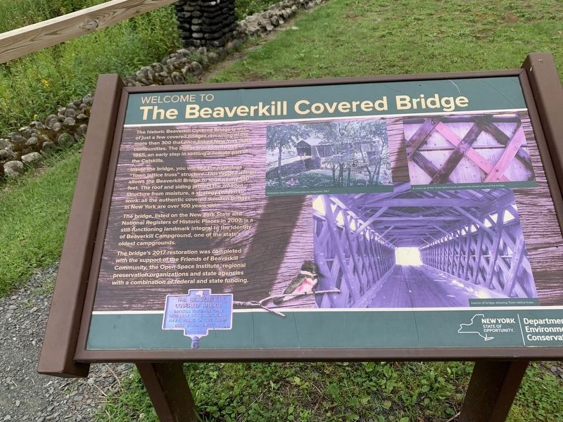 The Beaverkill Covered Bridge Marker image. Click for full size.