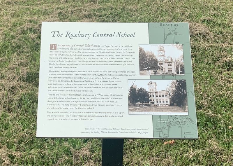 The Roxbury Central School Marker image. Click for full size.