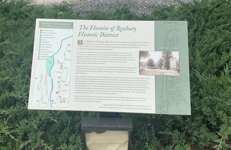 The Hamlet of Roxbury Historic District Marker. Click for full size. The Hamlet of Roxbury Historic District Marker image. Click for full size.