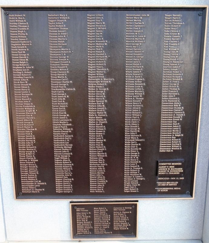 Union County World War II Honor Roll Panel image. Click for full size.