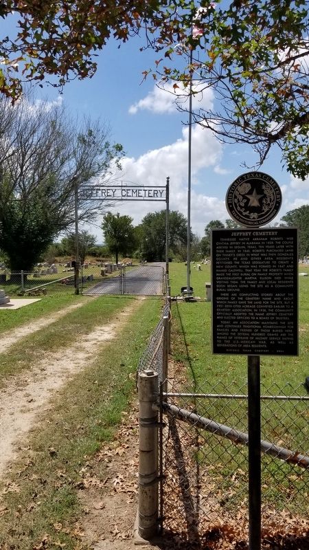 The Jeffrey Cemetery Marker near the entrance to the cemetery image. Click for full size.