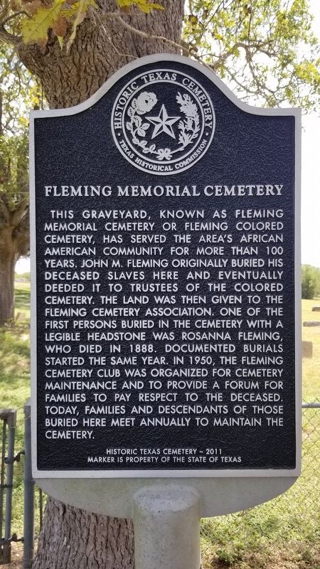 Fleming Memorial Cemetery Marker image. Click for full size.