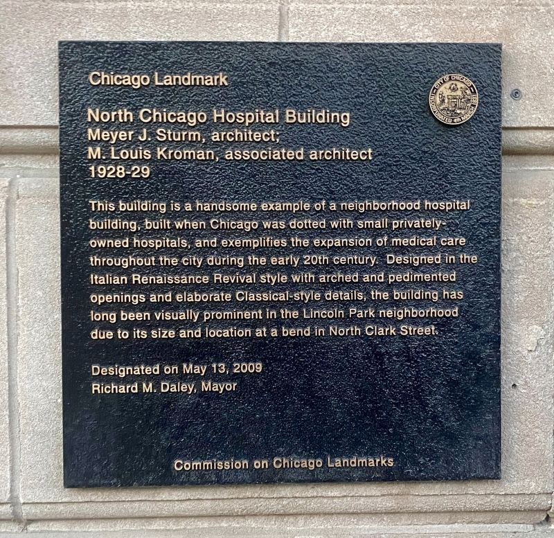 North Chicago Hospital Building Marker image. Click for full size.
