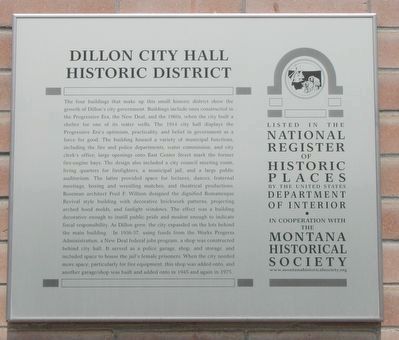 Dillon City Hall Historic District Marker image. Click for full size.