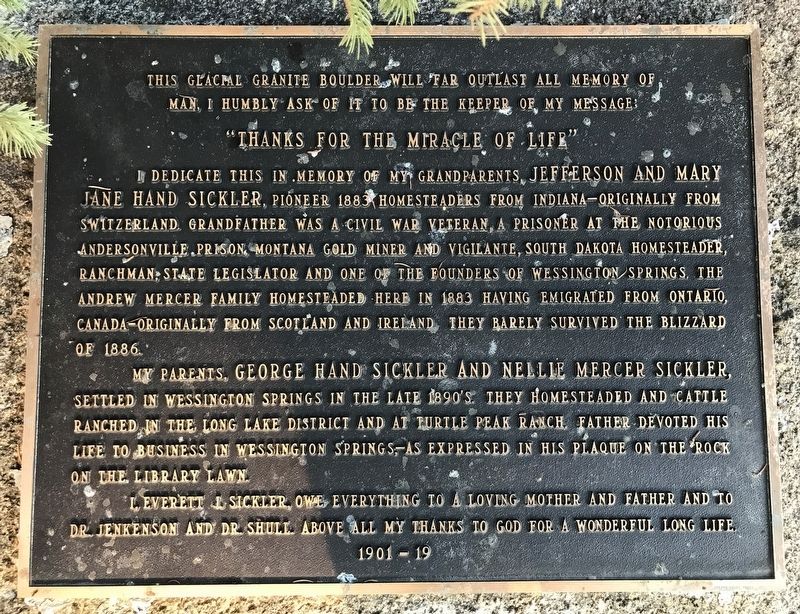 "Thanks for the Miracle of Life" Marker. Click for full size. "Thanks for the Miracle of Life" Marker image. Click for full size.