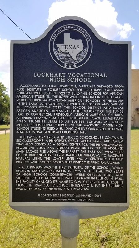 Lockhart Vocational High School Marker image. Click for full size.
