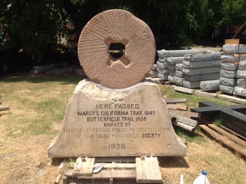 Stone from Old Ox Mill Marker while under restoration image. Click for full size.