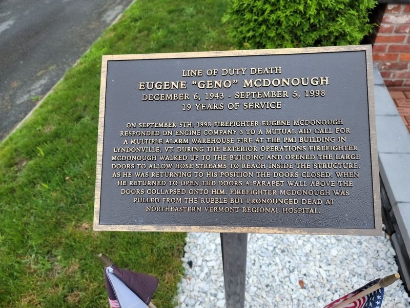 Eugene Geno McDonough Marker. Click for full size. Eugene Geno McDonough Marker image. Click for full size.
