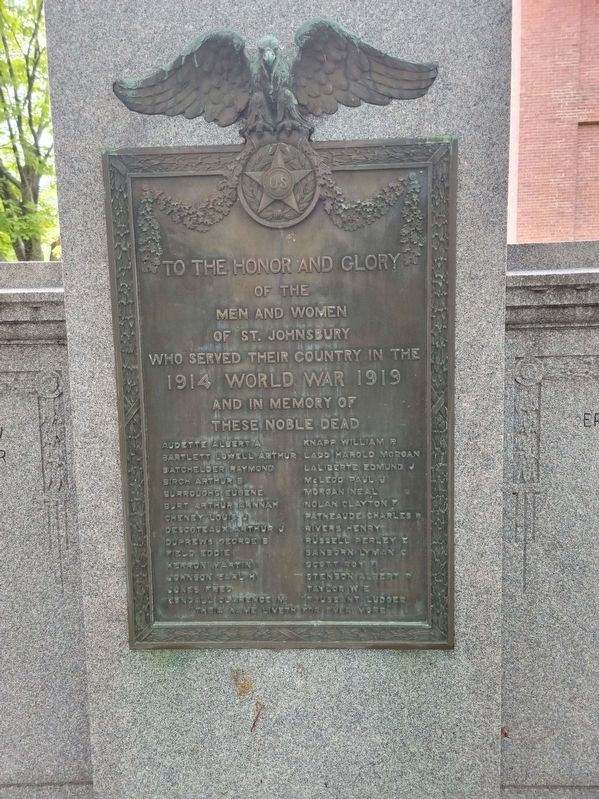 St Johnsbury World War I Memorial. Click for full size. St Johnsbury World War I Memorial image. Click for full size.