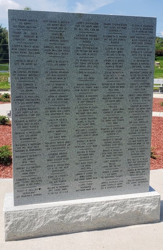 Panel of Veteran Names. Click for full size. Panel of Veteran Names image. Click for full size.