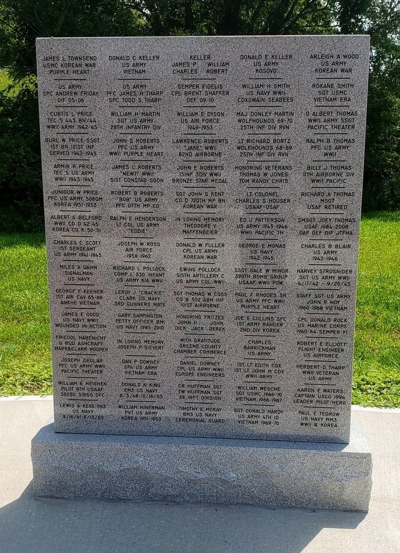 Panel of Veteran Names. Click for full size. Panel of Veteran Names image. Click for full size.