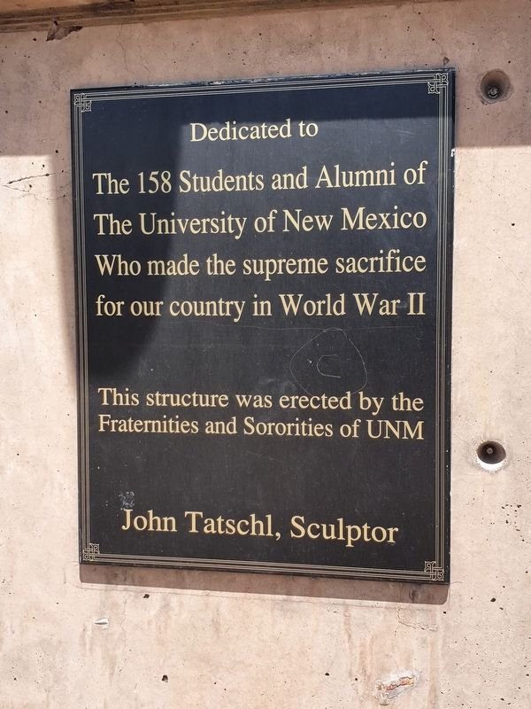 University of New Mexico World War II Memorial. Click for full size. University of New Mexico World War II Memorial image. Click for full size.