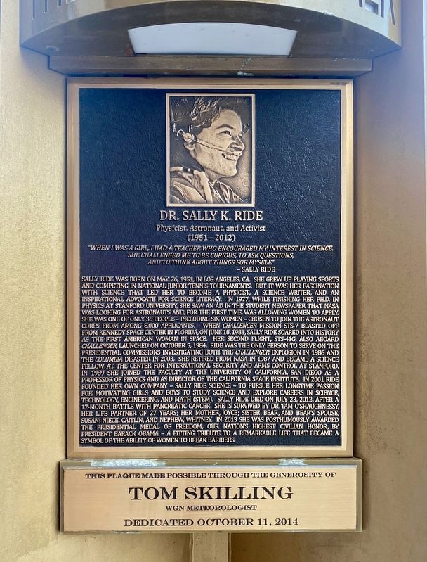 Sally Ride Marker. Click for full size. Sally Ride Marker image. Click for full size.