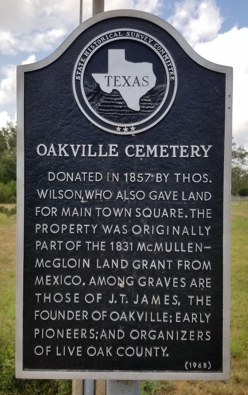 Oakville Cemetery Marker. Click for full size. Oakville Cemetery Marker image. Click for full size.