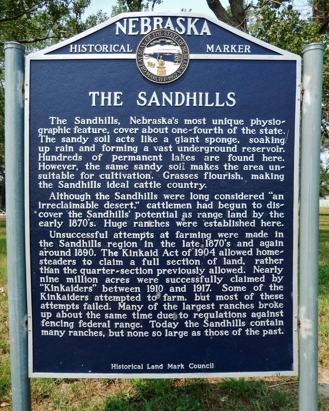 The Sandhills Marker image. Click for full size.