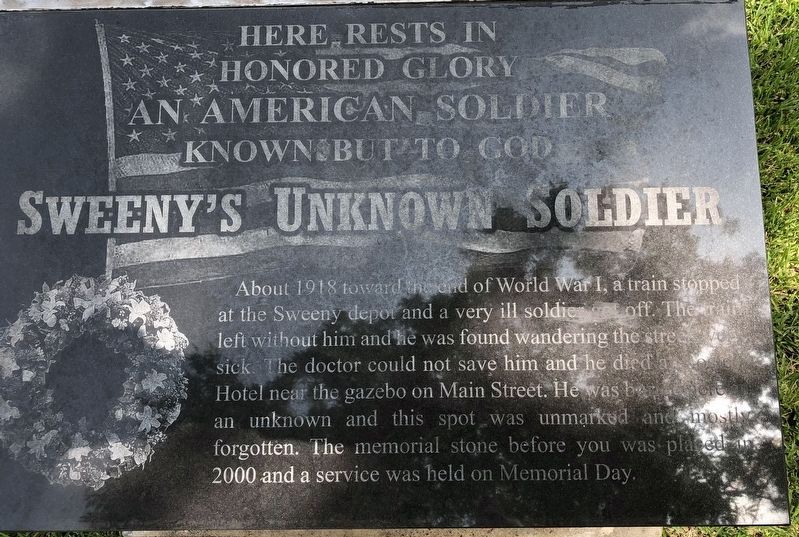 Sweeny's Unknown Soldier Marker. Click for full size. Sweeny's Unknown Soldier Marker image. Click for full size.