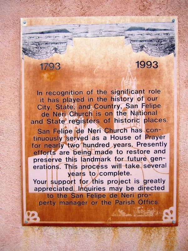 A previous version of the Mother Church of Albuquerque Marker image. Click for full size.