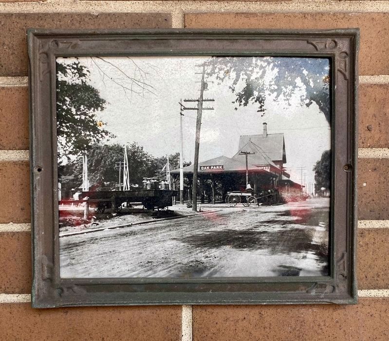 Oak Park Station Marker - right flanking photo. Click for full size. Oak Park Station Marker - right flanking photo image. Click for full size.