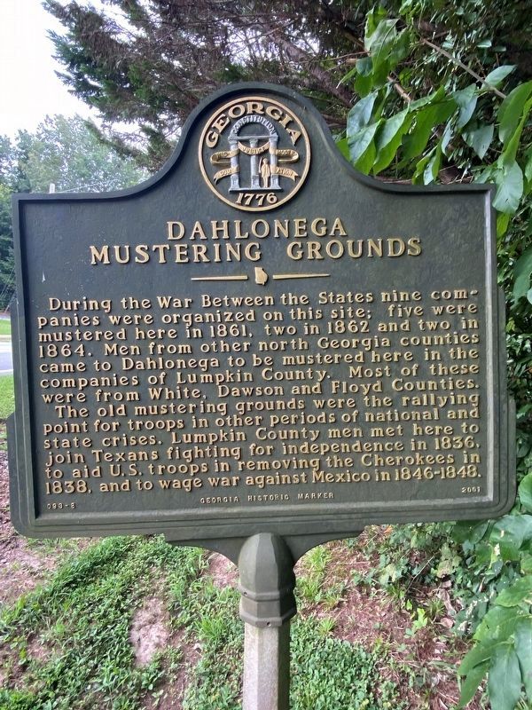 Dahlonega Mustering Grounds Marker. Click for full size. Dahlonega Mustering Grounds Marker image. Click for full size.