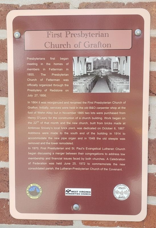 First Presbyterian Church of Grafton Marker image. Click for full size.