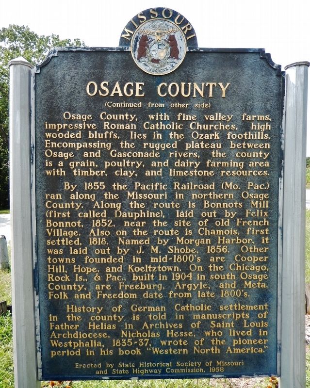 Osage County Marker (<i>side 2</i>) image. Click for full size.