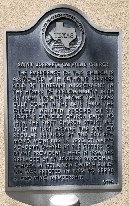 Saint Joseph's Catholic Church Marker. Click for full size. Saint Joseph's Catholic Church Marker image. Click for full size.