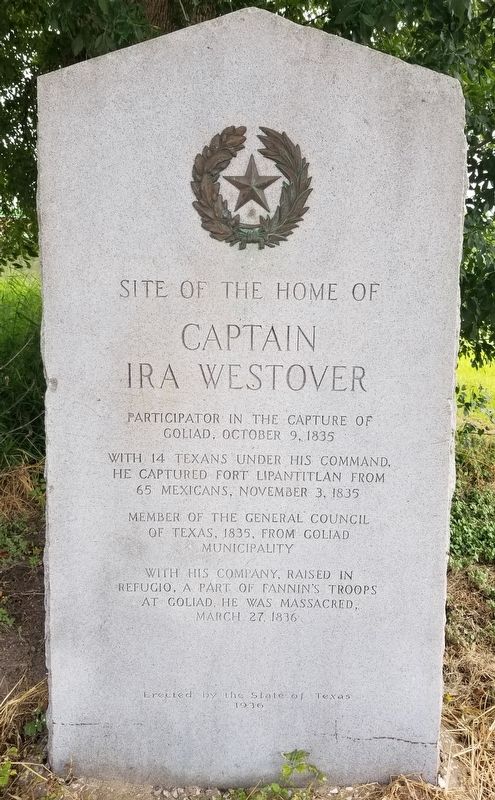 Site of the Home of Captain Ira Westover Marker image. Click for full size.