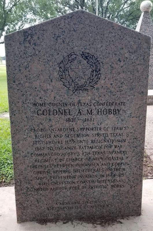 Colonel A.M. Hobby Marker image. Click for full size.