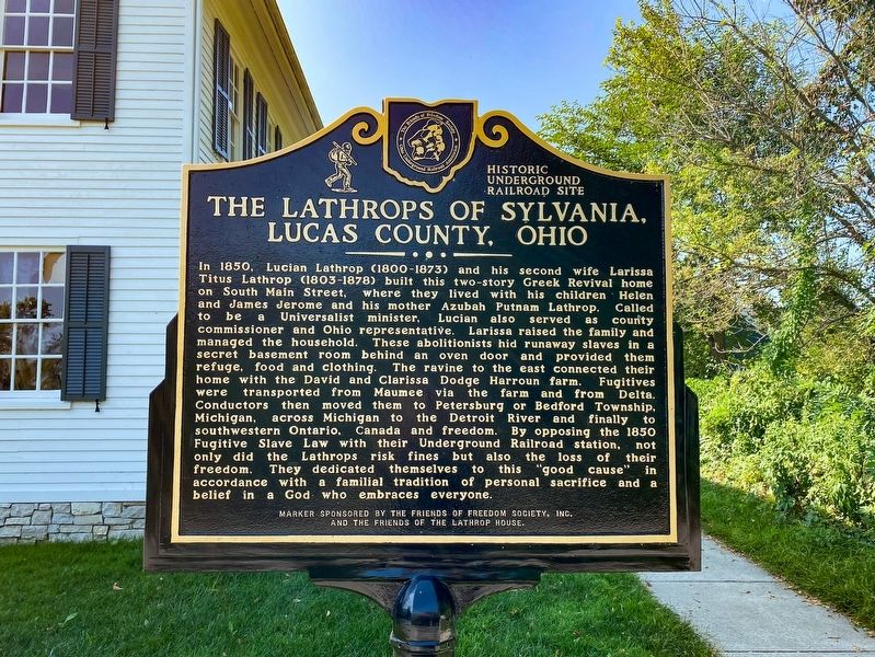 The Lathrops of Sylvania, Lucas County, Ohio Marker. Click for full size. The Lathrops of Sylvania, Lucas County, Ohio Marker image. Click for full size.