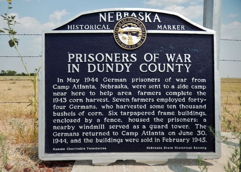 Prisoners of War in Dundy County Marker. Click for full size. Prisoners of War in Dundy County Marker image. Click for full size.