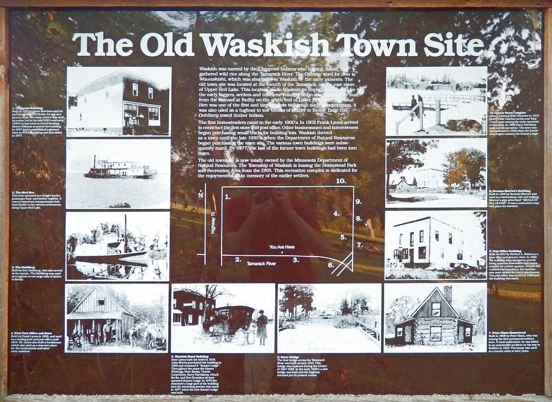 The Old Waskish Town Site marker image. Click for full size.
