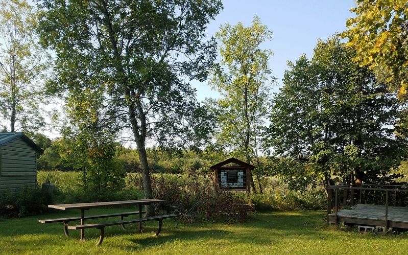 Marker on the south edge of Waskish Homestead Park image. Click for full size.