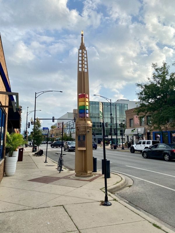Oscar Wilde Marker - wide view, looking south on North Halsted image. Click for full size.
