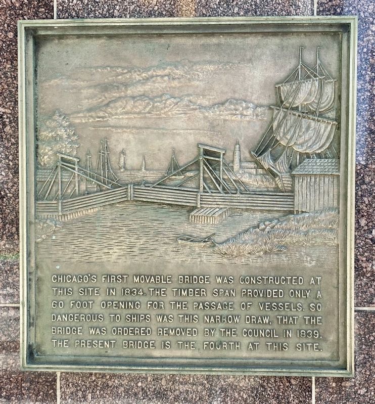 Chicago's First Movable Bridge Marker image. Click for full size.