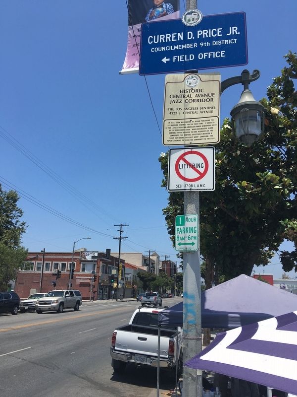 The Los Angeles Sentinel Marker. Click for full size. The Los Angeles Sentinel Marker image. Click for full size.