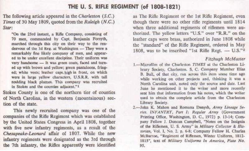Forsyth’s Rifle Company, US Regiment of Riflemen image. Click for full size.