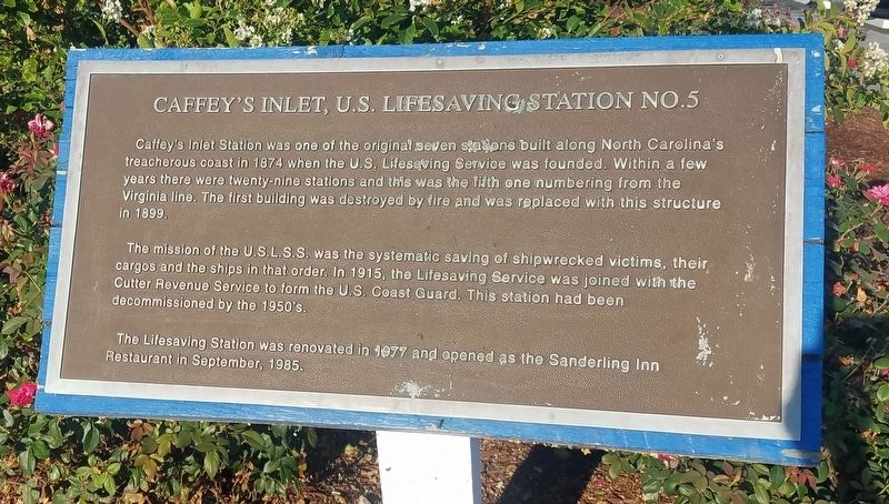 Caffey's Inlet, U.S. Lifesaving Station No. 5 Marker image. Click for full size.