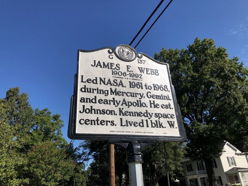 James E. Webb Marker. Click for full size. James E. Webb Marker image. Click for full size.