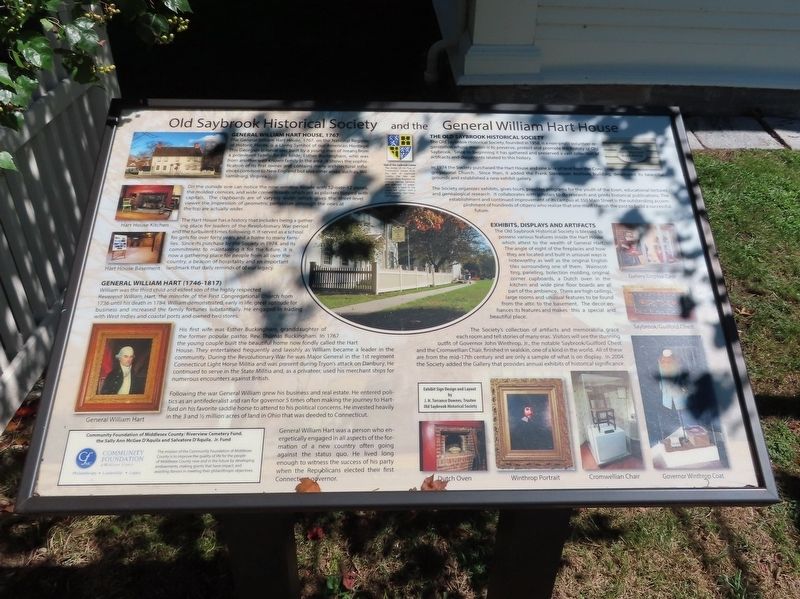 Old Saybrook Historical Society and the General William Hart House Marker image. Click for full size.