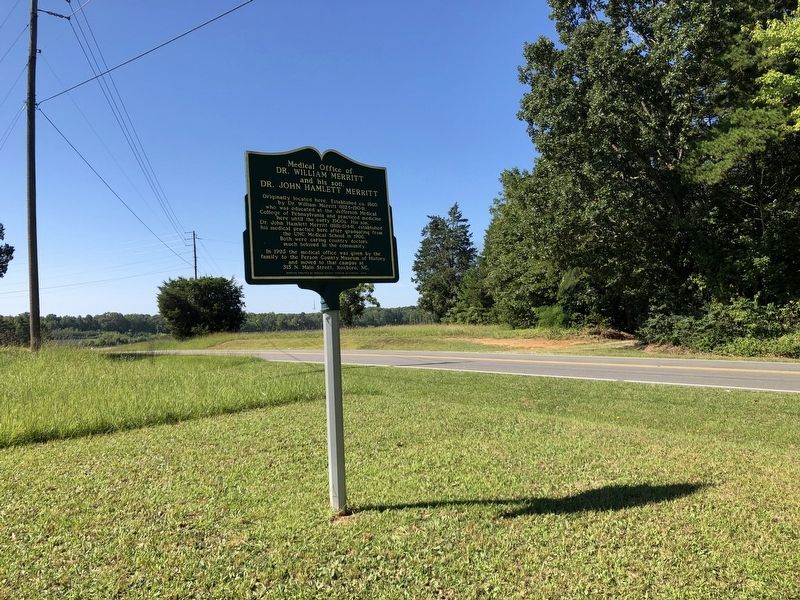 Medical Office of Dr. William Merritt and his son, Dr. John Hamlett Meritt Marker. Click for full size. Medical Office of Dr. William Merritt and his son, Dr. John Hamlett Meritt Marker image. Click for full size.