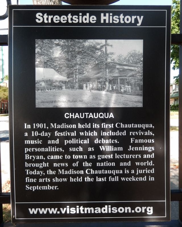 Chautauqua Marker (<i>east side</i>). Click for full size. Chautauqua Marker (<i>east side</i>) image. Click for full size.