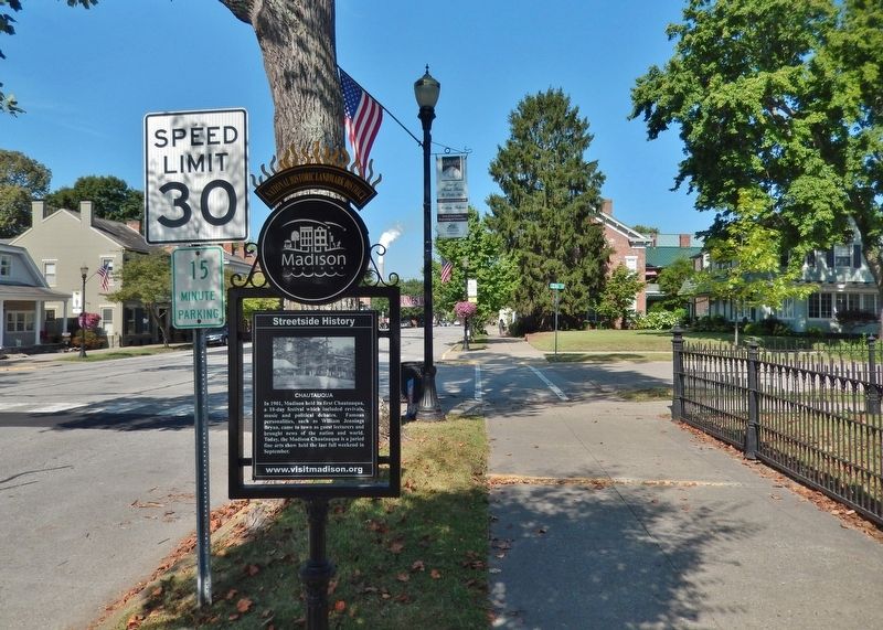 Chautauqua Marker (<i>east side</i>). Click for full size. Chautauqua Marker (<i>east side</i>) image. Click for full size.