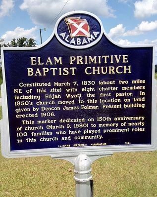 Elam Primitive Baptist Church Marker image. Click for full size.