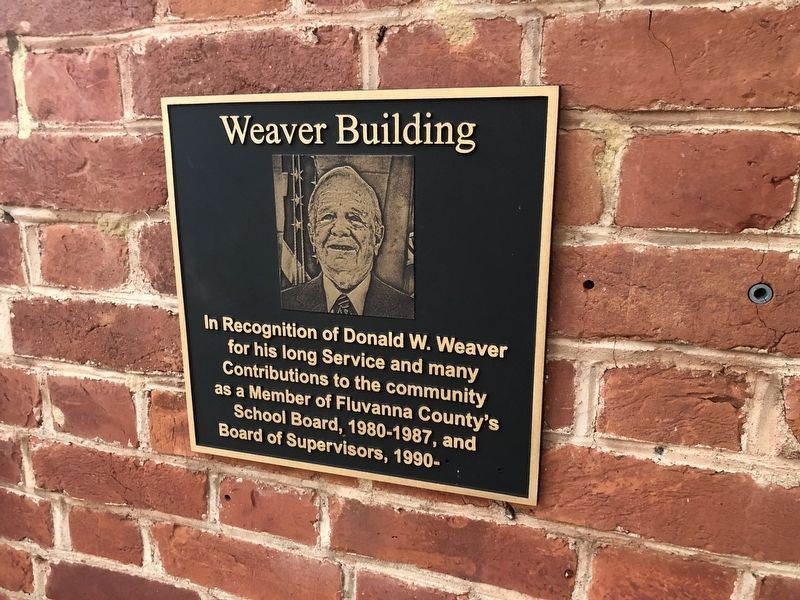 Dedication plaque on the building for Donald W. Weaver. Click for full size. Dedication plaque on the building for Donald W. Weaver image. Click for full size.