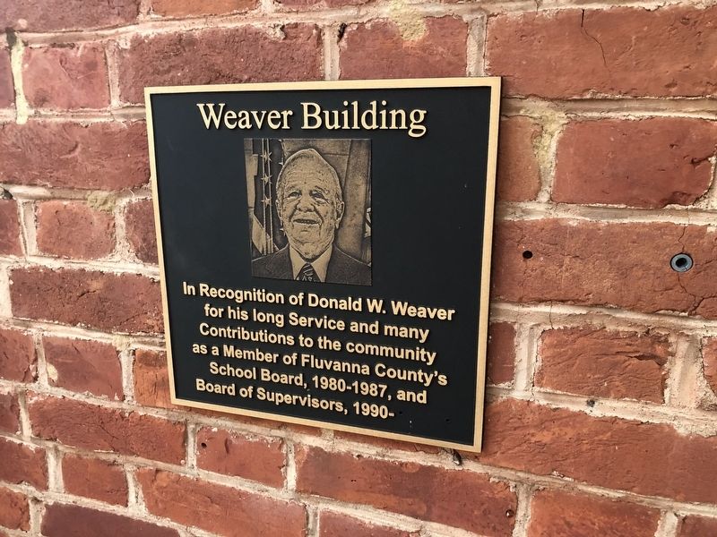 Dedication plaque on the building for Donald W. Weaver image. Click for full size.