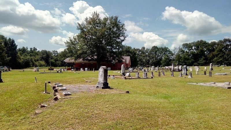 Longstreet Cemetery with Ebenezer Church in far background. image. Click for full size.