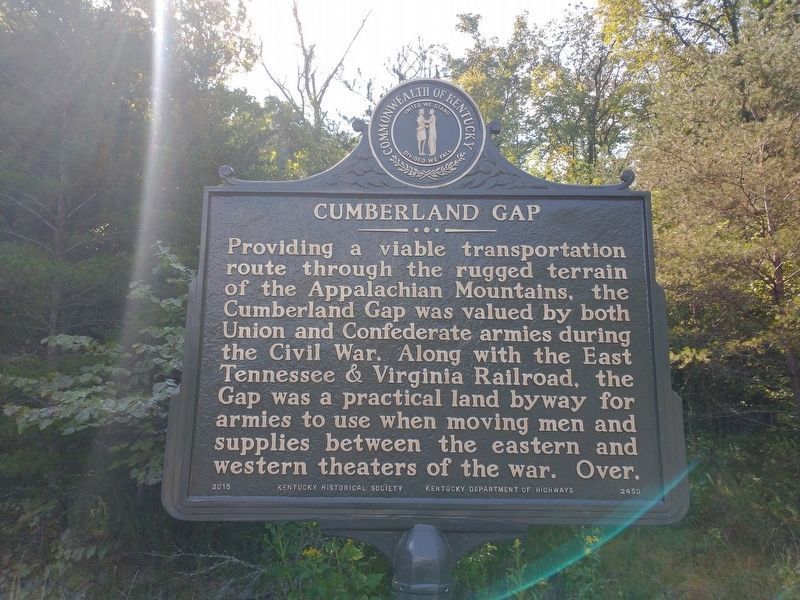 Cumberland Gap Marker (side 1) image. Click for full size.